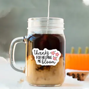 Autocollant étanche pour enseignant avec fleurs sur un bocal Mason en verre