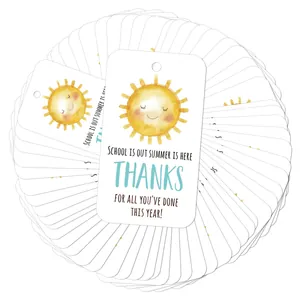 50pcs Summer Teacher Appreciation Gift Tags with Sun Design and Natural Twine