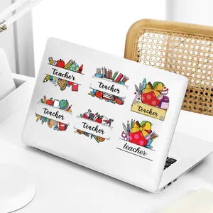 Set of 6 teacher-themed graduation transfer stickers for glass cups and laptops