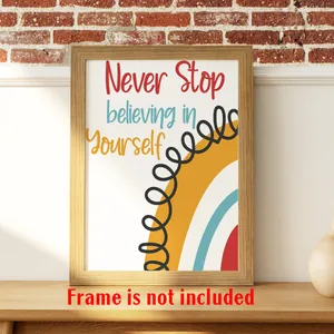 Inspirierendes Mental-Health-Poster mit Never Stop Believing in Yourself Spruch
