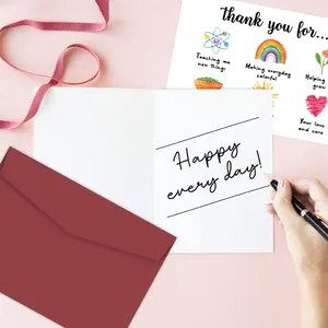 Lehrer-Dankeskarte Set mit weinrotem Umschlag und Happy Every Day Grußbotschaft