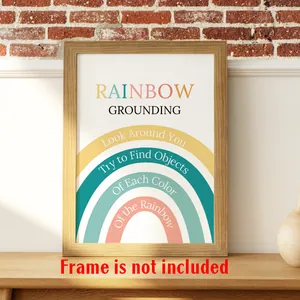 Poster sulla salute mentale Rainbow Grounding con affermazioni in cornice di legno