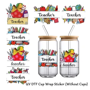 Teacher Appreciation UV DTF Cup Wrap Stickers For Graduation School Elements Apple Pencil Patterns Decorative Transfer Decal