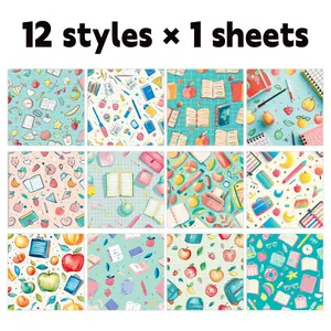 Vue détaillée de 12 papiers décoratifs à motifs pour le scrapbooking et l'artisanat