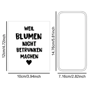 White wine bottle label sticker with German text and heart design, size 12x10cm