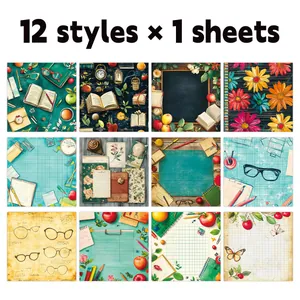 Collection de 12 motifs de papier décoratif pour scrapbooking avec des dessins floraux