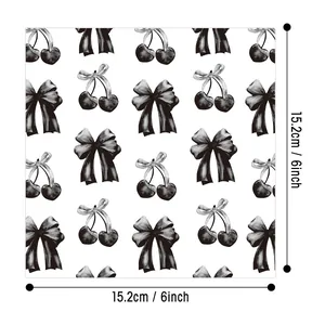Bow and cherry pattern 6-inch square decorative scrapbook paper for DIY crafts