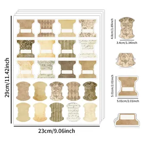 Etichette per indici a righe retrò 4 fogli 88 pezzi per diario e scrapbooking