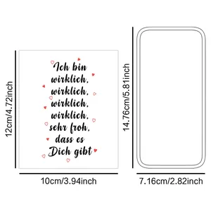 Detailed size guide for German wine bottle labels with 12x10cm card dimensions