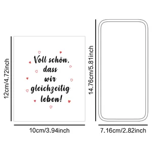 Detailed size specifications for German wine bottle labels with centimeter and inch units