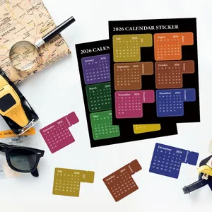 Adesivi per calendario mensile 2026 per schede indice planner con layout multicolore e vintage