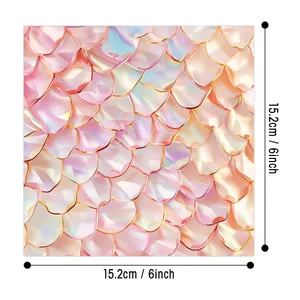 Papier scrapbooking rose perle avec motif écailles de poisson 15,2cm carré déco