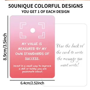 Set di 50 carte motivazionali colorate per affermazioni quotidiane con retro scrivibile