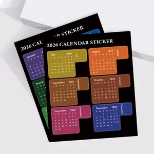 Set di 2 adesivi calendario mensile 2026 con etichette colorate per indici planner