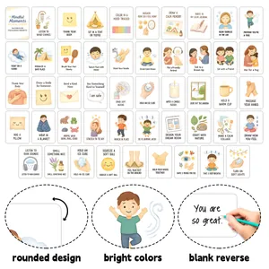 49 cartes d'activités de pleine conscience pour enfants avec coins arrondis et dos inscriptible