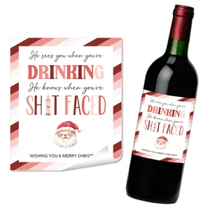 Grappige Kerst Wijnfles Etiketten Waterdichte PVC Kerstman Stickers Voor Feestelijke Drankjes Decoratie Etiketten