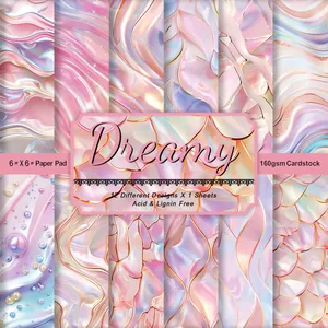 Papier Scrapbooking Rose Perle Pailleté 6x6 Pouces Cardstock Iridescent 160gsm Pour Fond de Journal DIY Création de Cartes
