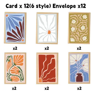 Dettaglio di 12 biglietti d'auguri vintage Matisse con 6 stili floreali e buste