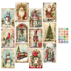 Vintage Christmas Wall Collage Kit Retro Aesthetic Art Prints Retro Santa Nutcracker Christmas Tree Poster Card Room Decor