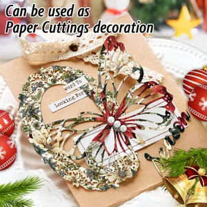 Christmas scrapbook paper featuring holly berries and pinecone patterns for DIY cards