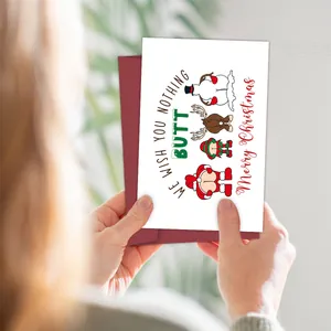 Funny Christmas card set with naughty character illustrations and red envelope