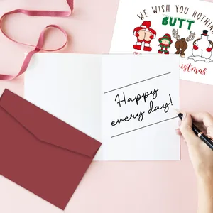 Funny Christmas card set with humorous Santa illustration and a premium red envelope