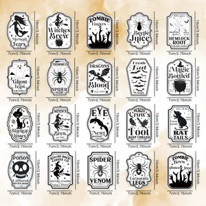 20 pegatinas vintage de Halloween para botellas de vino, decoración de fiesta y etiquetas