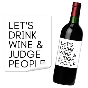 Lustiger Weinflaschen-Etikettenaufkleber mit dem Spruch LET'S DRINK WINE AND JUDGE PEOPLE