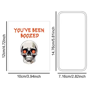 Détails d'autocollants Halloween imperméables pour bouteilles avec motif squelette