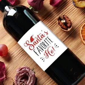 Etichette natalizie per bottiglie di vino con testo Santa's Favorite Ho e grafica