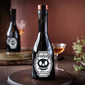 Etiqueta retro de Halloween para botella de veneno con calavera para decoración de fiestas