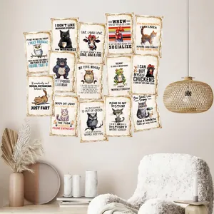 Déco chaleureuse avec quinze affiches d'animaux vintage et jeux de mots sur un mur blanc