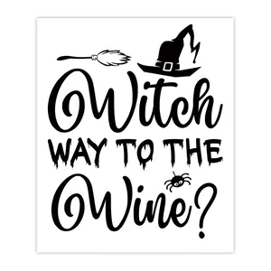 Autocollants de bouteille de vin d'Halloween avec lettrage noir fait main sur blanc