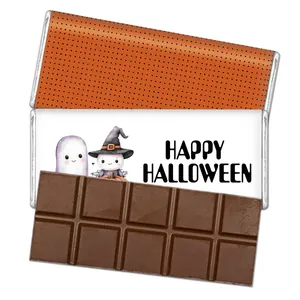 Dettaglio delle carte regalo per mini barrette di cioccolato Happy Halloween con fantasmi