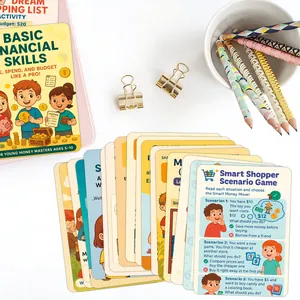 Financial literacy flashcards for kids teaching savings and budgeting with 25 learning cards