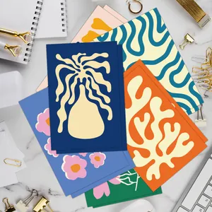 Set di 12 biglietti d'auguri vintage stile Matisse con stampe floreali e buste
