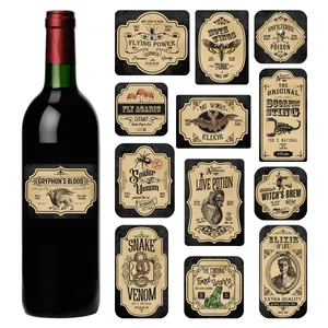 Étiquettes de Bouteille d'Apothicaire d'Halloween Vintage Autocollants Gothiques Décoratifs pour Fête d'Halloween Maison Bar