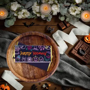 Set di 10 involucri per barrette di Halloween con disegni neon di zucche e ragni