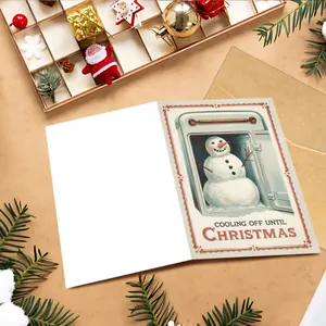 Lot de cartes de Noël avec illustration de bonhomme de neige et message de vœux