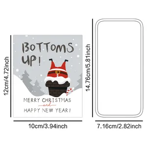 Detailed size guide showing dimensions of waterproof Christmas wine bottle label stickers