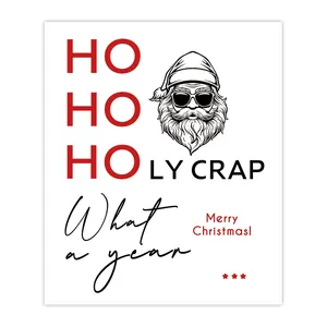 Lustiges Weinetikett für Weihnachten mit Weihnachtsmann und humorvollem Spruch