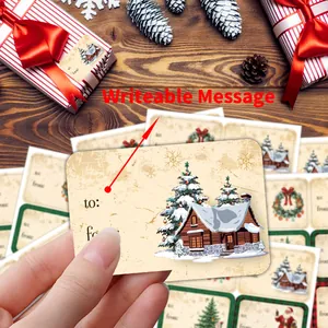 90-teiliges Set Vintage-Weihnachtsanhänger mit rustikalen Motiven und beschreibbar