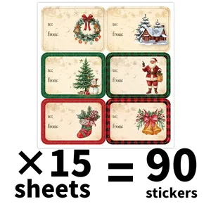 Vintage Weihnachten Geschenketiketten Aufkleber To From Namensschilder Für Feiertage Geschenkverpackung Kraftpapier Aufkleber