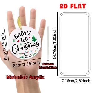 Details von 8cm Acryl-Weihnachtsschmuck mit Baby's 1st Christmas 2025 Aufdruck