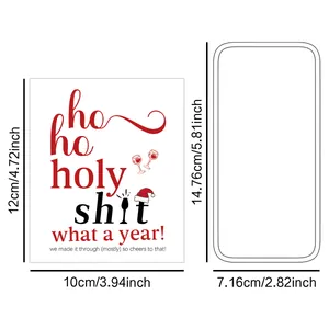 Size specifications for waterproof Christmas wine bottle stickers with humorous holiday phrases