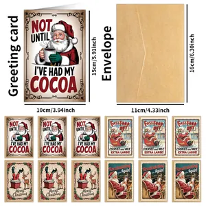 Détail de 4 modèles de cartes de Noël vintage et enveloppes avec dimensions 10x15cm