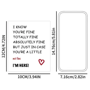 Detail view showing self-adhesive wine bottle label dimensions next to a phone for scale