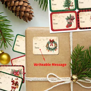 90 Stk. Vintage Weihnachts-Geschenketiketten mit Motiven und beschreibbarem Namensfeld