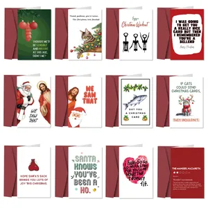 Grappige Stoutachtige Kerst Wenskaarten Humoristische Sarcastische Tekst Met Enveloppen Voor Vakantiefeest Volwassenen Vrienden Familie Kerst Cadeaukaarten