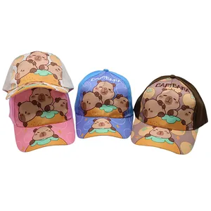 Kinder Polyester Wasserschwein Druck Baseballkappe Cartoon Atmungsaktiv Sonnenhut Verstellbar Outdoor Reisehut Für Jungen Mädchen